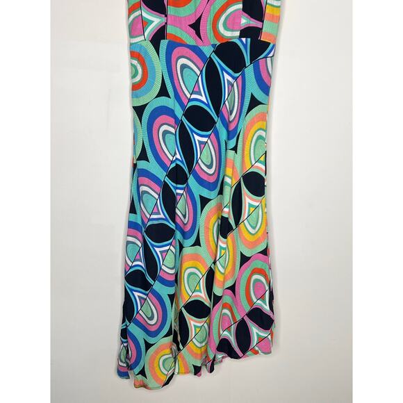 Anthropologie Kenzie Geometric Print Asymmetrical Midi Dress Multi Women's US 4 - Picture 11 of 12